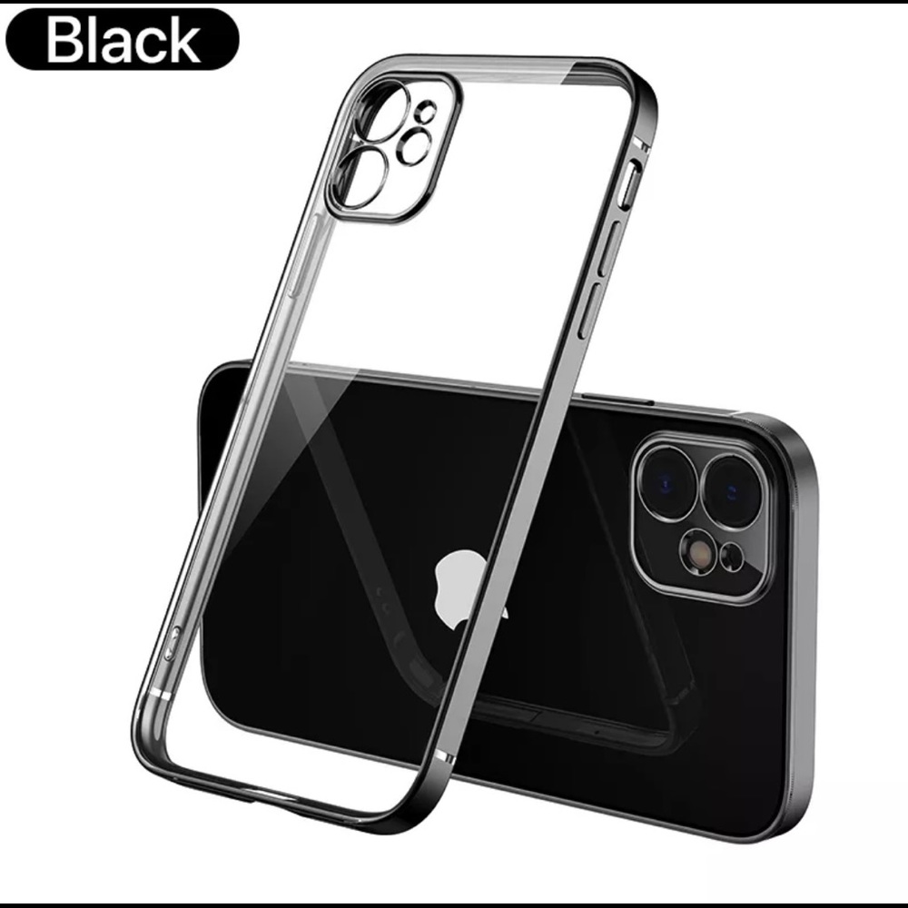 BUNDLE Luxury Square Silicone Transparent Case For iPhone 13, Pro, Max & 13Mini